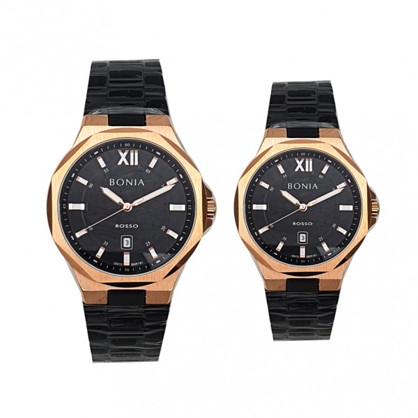 Bonia BNR181 BR181 Rosegold Black Couple